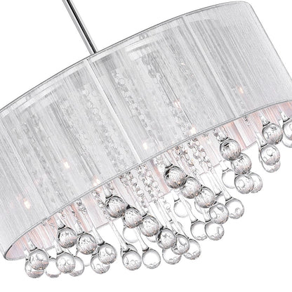 9 Light Drum Shade Chandelier, Chrome