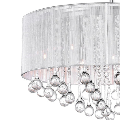 9 Light Drum Shade Chandelier, Chrome