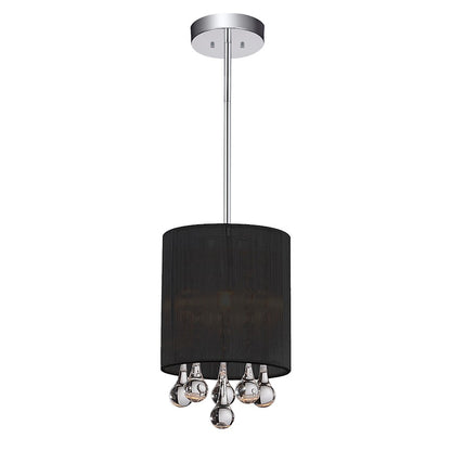 CWI Water Drop 1 Light Drum Shade Mini Pendant, Chrome/Black - 5006P6C-R-B