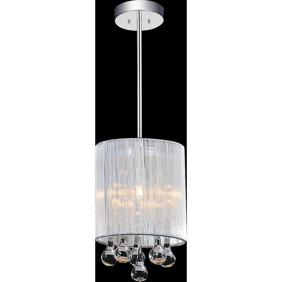 1 Light Drum Shade Mini Pendant, Chrome