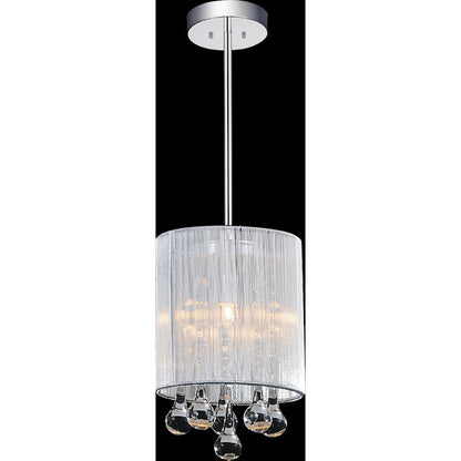 1 Light Drum Shade Mini Pendant, Chrome