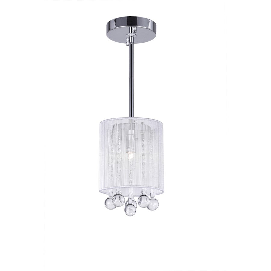 CWI Lighting Water Drop 1 Light Drum Shade Mini Pendant, Chrome - 5006P6C-R-W