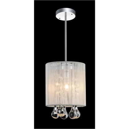 1 Light Drum Shade Mini Pendant, Chrome