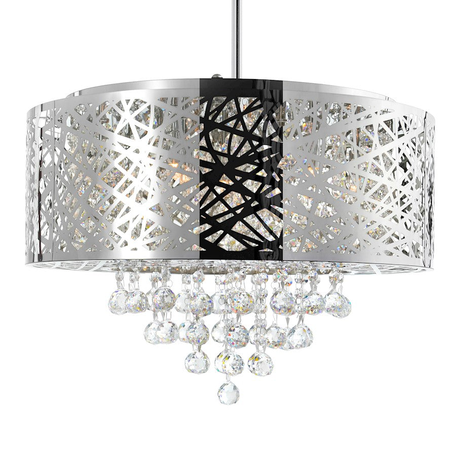 9 Light Drum Shade Chandelier, Stainless Steel