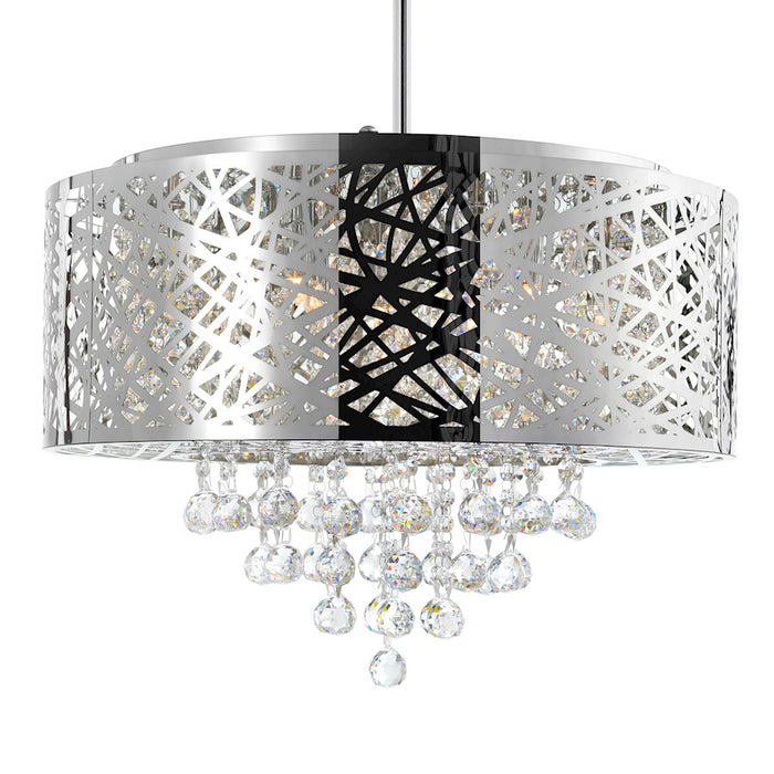 CWI Eternity 9 Light Drum Shade Chandelier, Stainless Steel