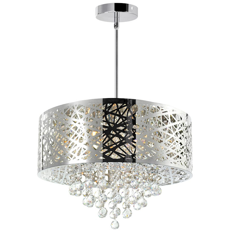 9 Light Drum Shade Chandelier, Stainless Steel