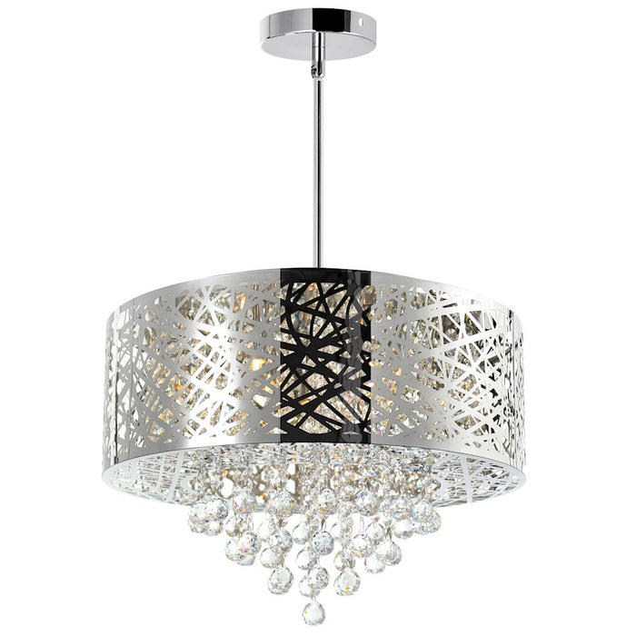 CWI Eternity 9 Light Drum Shade Chandelier, Stainless Steel