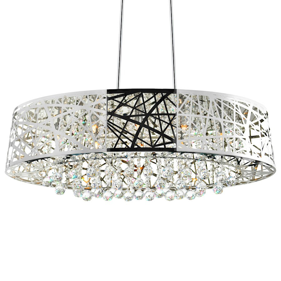 8 Light Drum Shade Chandelier, Stainless Steel