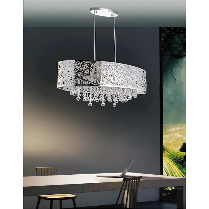 CWI Eternity 8 Light Drum Shade Chandelier, Stainless Steel