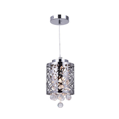 CWI Eternity 1 Light Drum Shade Mini Pendant, Stainless Steel - 5008P6ST