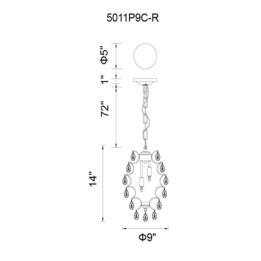 2 Light Down Mini Pendant, Chrome