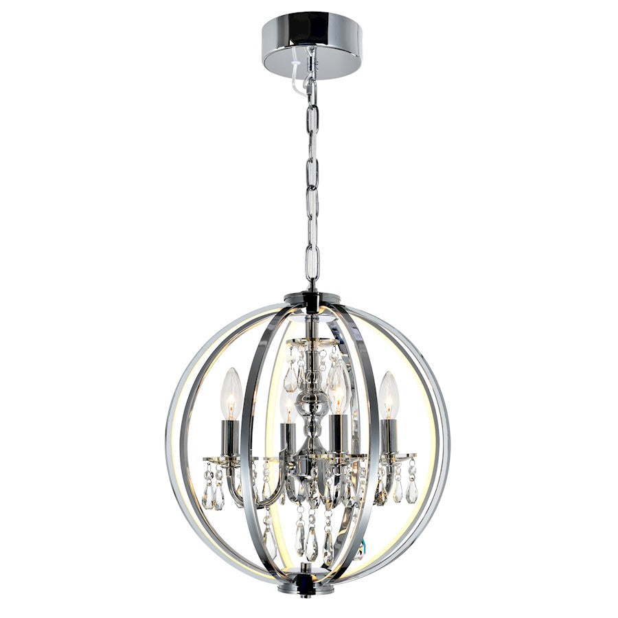 CWI Lighting Abia 4 Light Up Chandelier, Chrome - 5025P16C-4