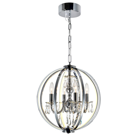 CWI Lighting Abia 4 Light Up Chandelier, Chrome - 5025P16C-4