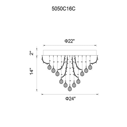 CWI Lighting Fountain 4 Light Flush Mount, Chrome