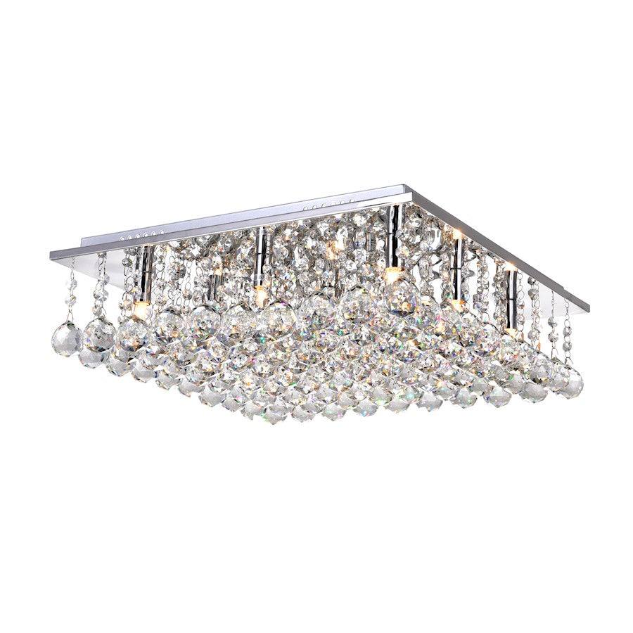 CWI Lighting Sparkle 9 Light Flush Mount, Chrome - 5052C20C-S