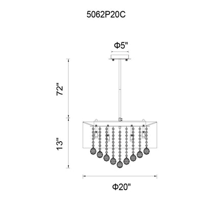 9 Light Drum Shade Chandelier, Chrome