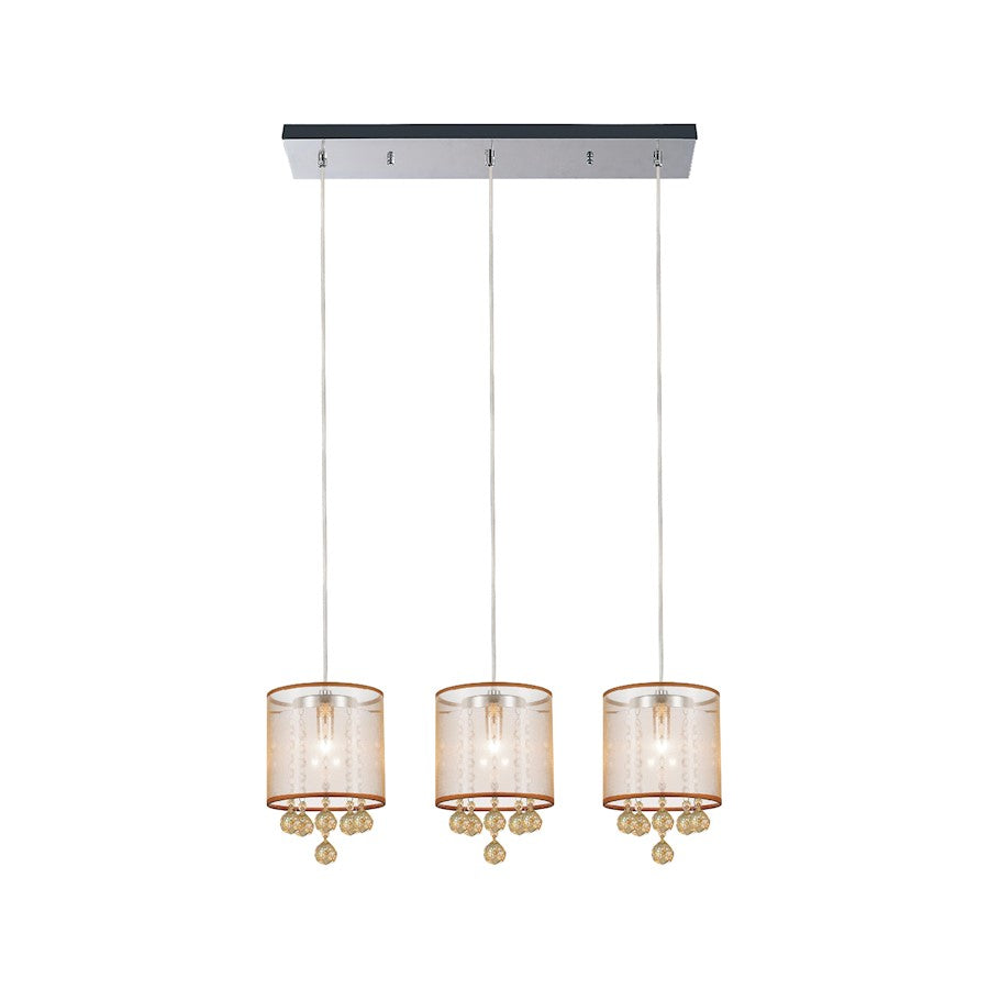 CWI Radiant 3 Light Multi Light Pendant, Chrome/Gold - 5062P24C-3-Chp-G