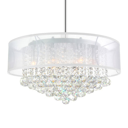 12 Light Drum Shade Chandelier, Chrome