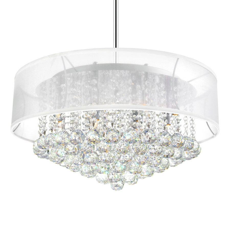 12 Light Drum Shade Chandelier, Chrome