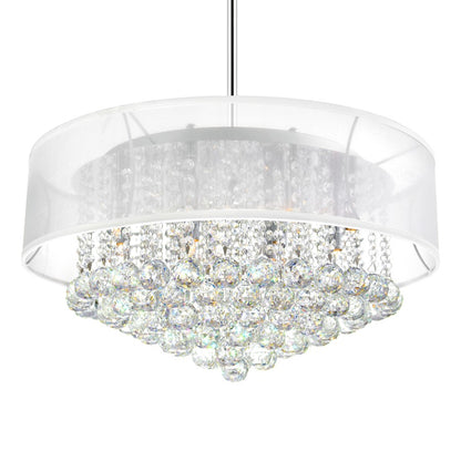 12 Light Drum Shade Chandelier, Chrome