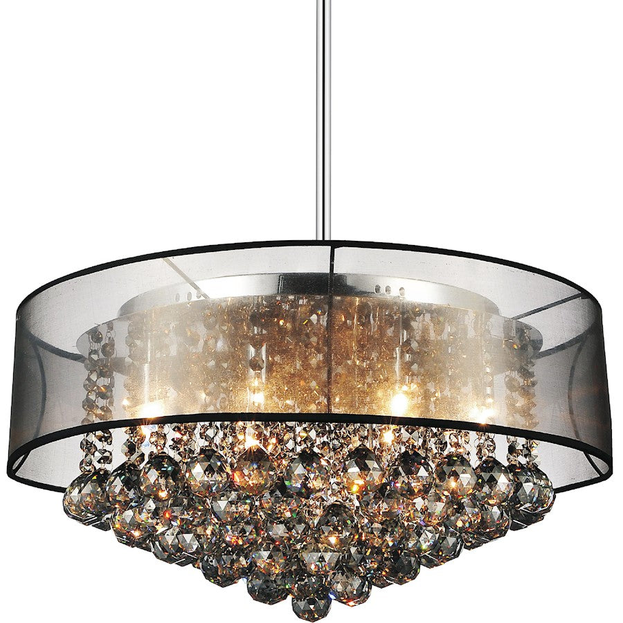 12 Light Drum Shade Chandelier, Chrome