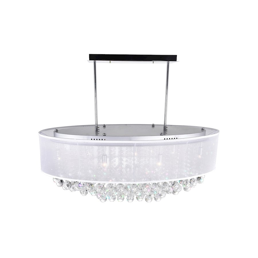 9 Light Drum Shade 36" Chandelier, Chrome