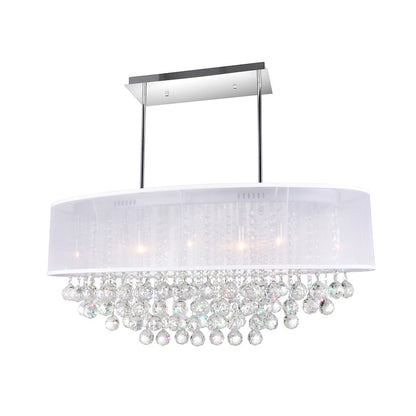 9 Light Drum Shade 36" Chandelier, Chrome