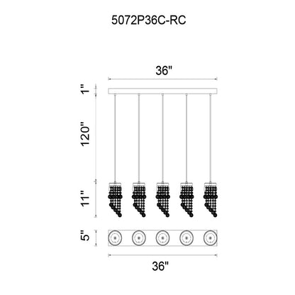 5 Light Multi Light Pendant, Chrome