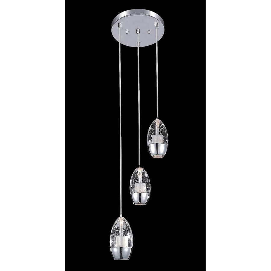 3 Light 10" Multi Light Pendant, Chrome