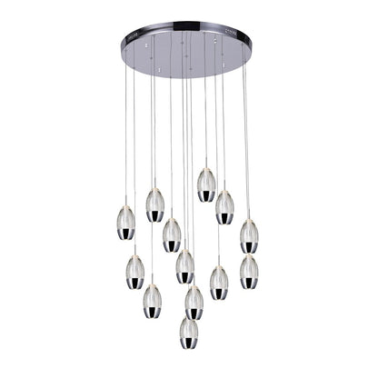 13 Light 24" Multi Light Pendant, Chrome