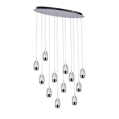 12 Light 34" Multi Light Pendant, Chrome