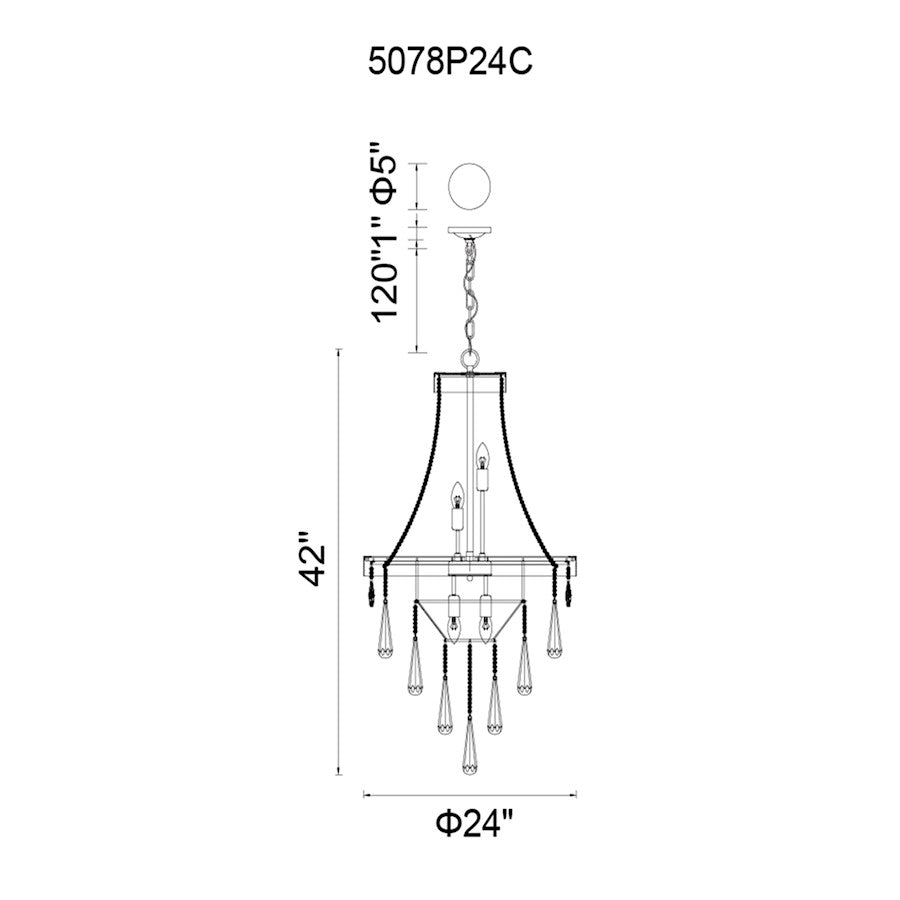 13 Light Down Chandelier, Chrome