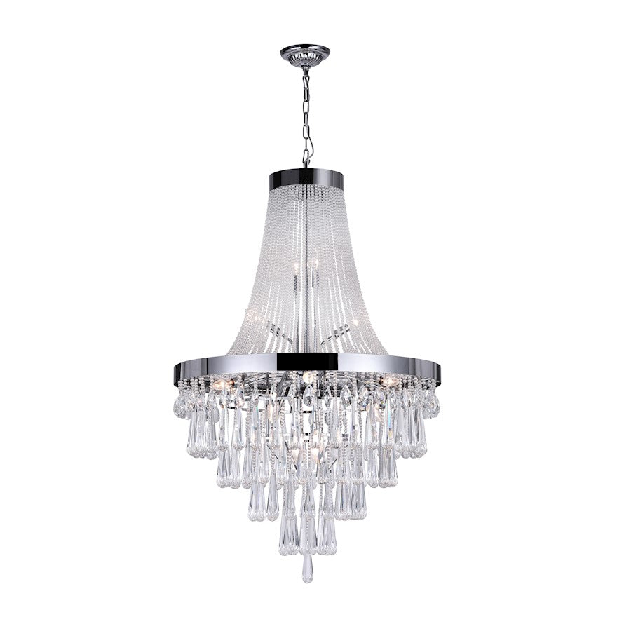 CWI Lighting Vast 17 Light Down Chandelier, Chrome - 5078P32C-Clear