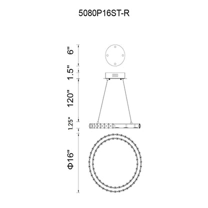 Ring 16" Chandelier, Stainless Steel