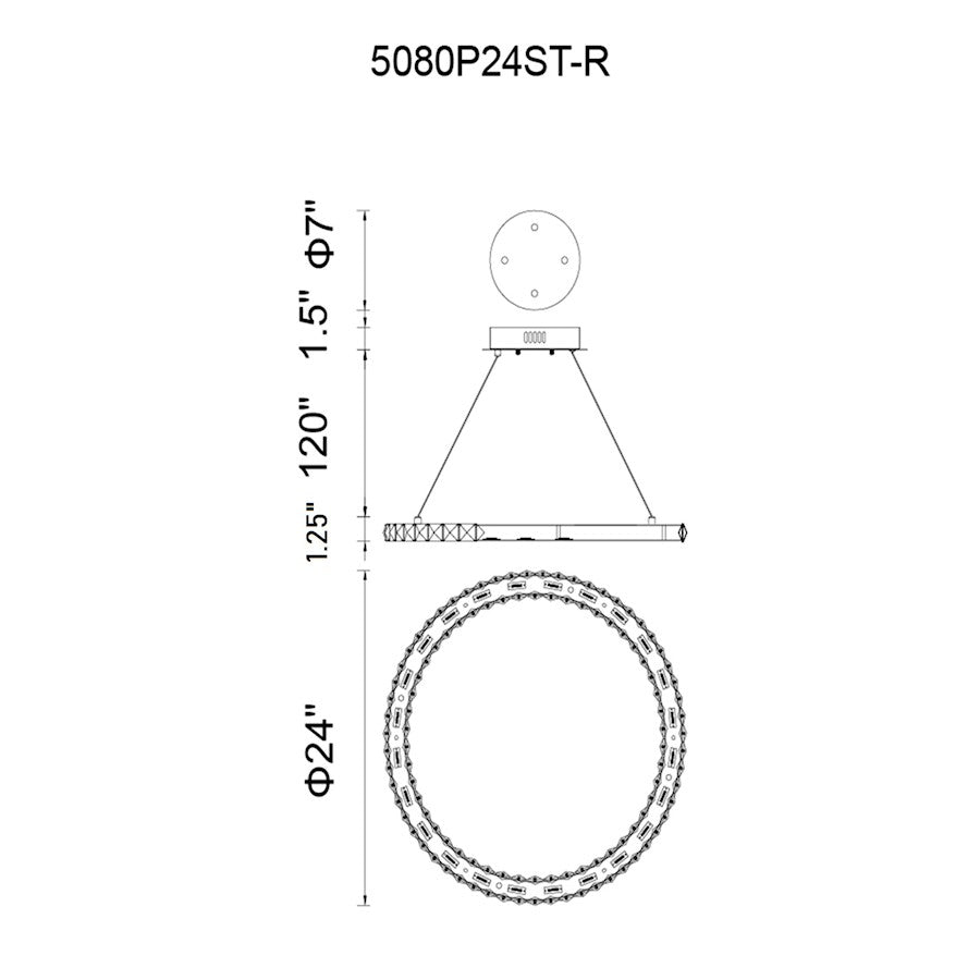 Ring 24" R Chandelier, Stainless Steel