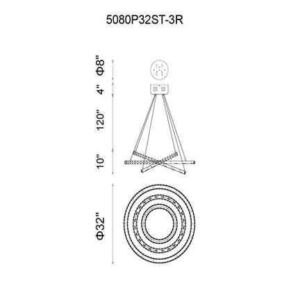 Ring 32" 3R Chandelier, Stainless Steel