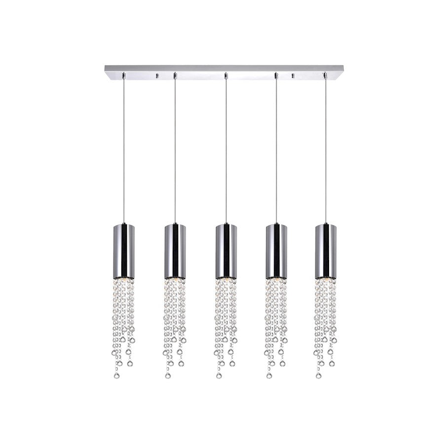 CWI Lighting Extended 5 Light Multi Light Pendant, Chrome - 5081P40C-RC