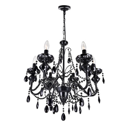 6 Light Up Chandelier, Black