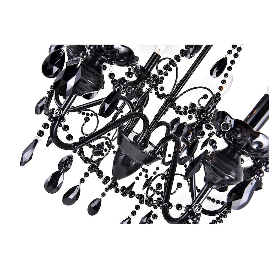 6 Light Up Chandelier, Black