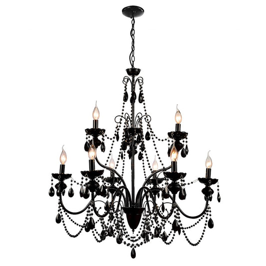 CWI Lighting Keen 9 Light Up Chandelier, Black - 5095P32B-9