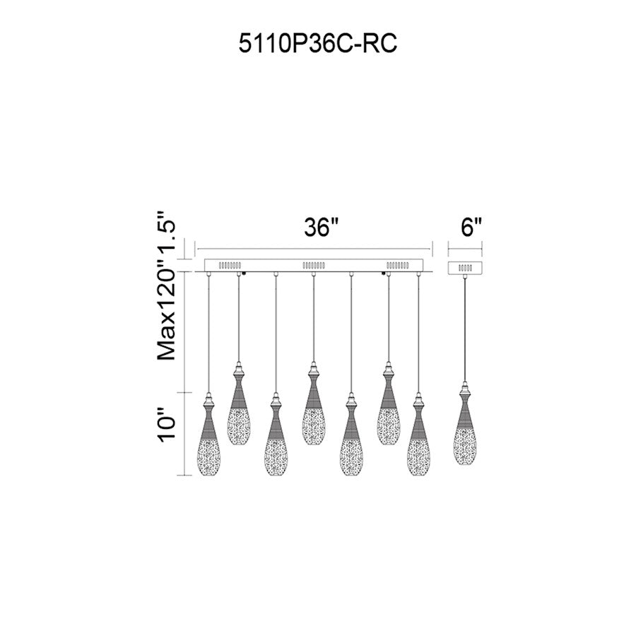 Multi Point 36" Pendant, Chrome