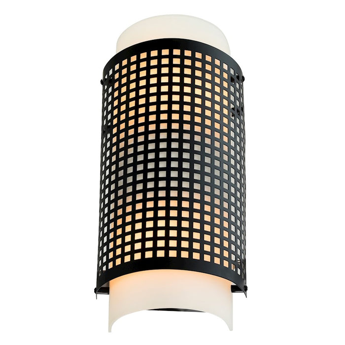 CWI Lighting Checkered 2 Light Wall Light, Black/Frosted