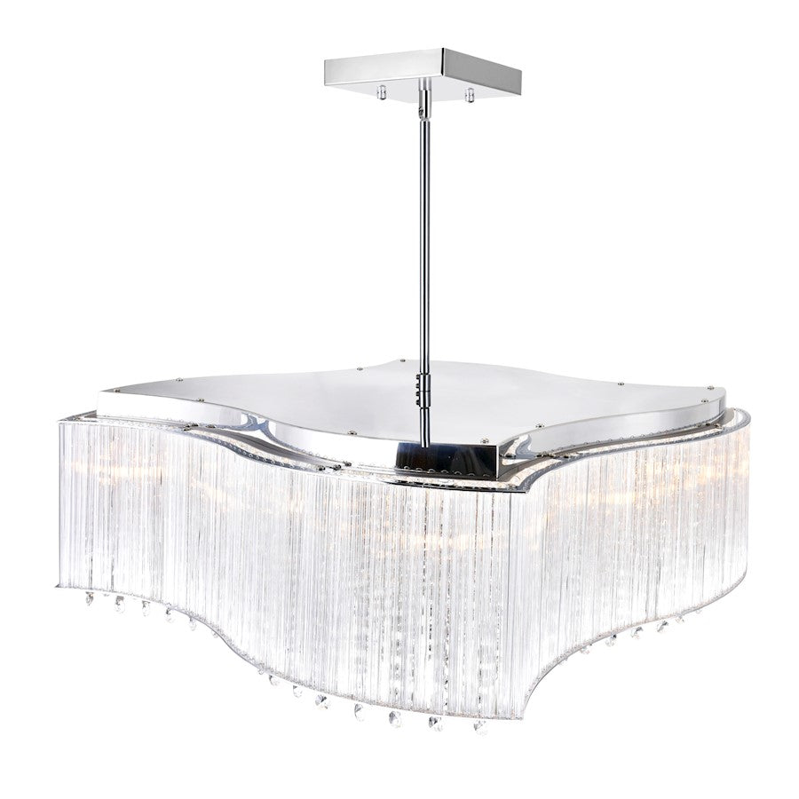 10 Light Drum Shade Chandelier, Chrome