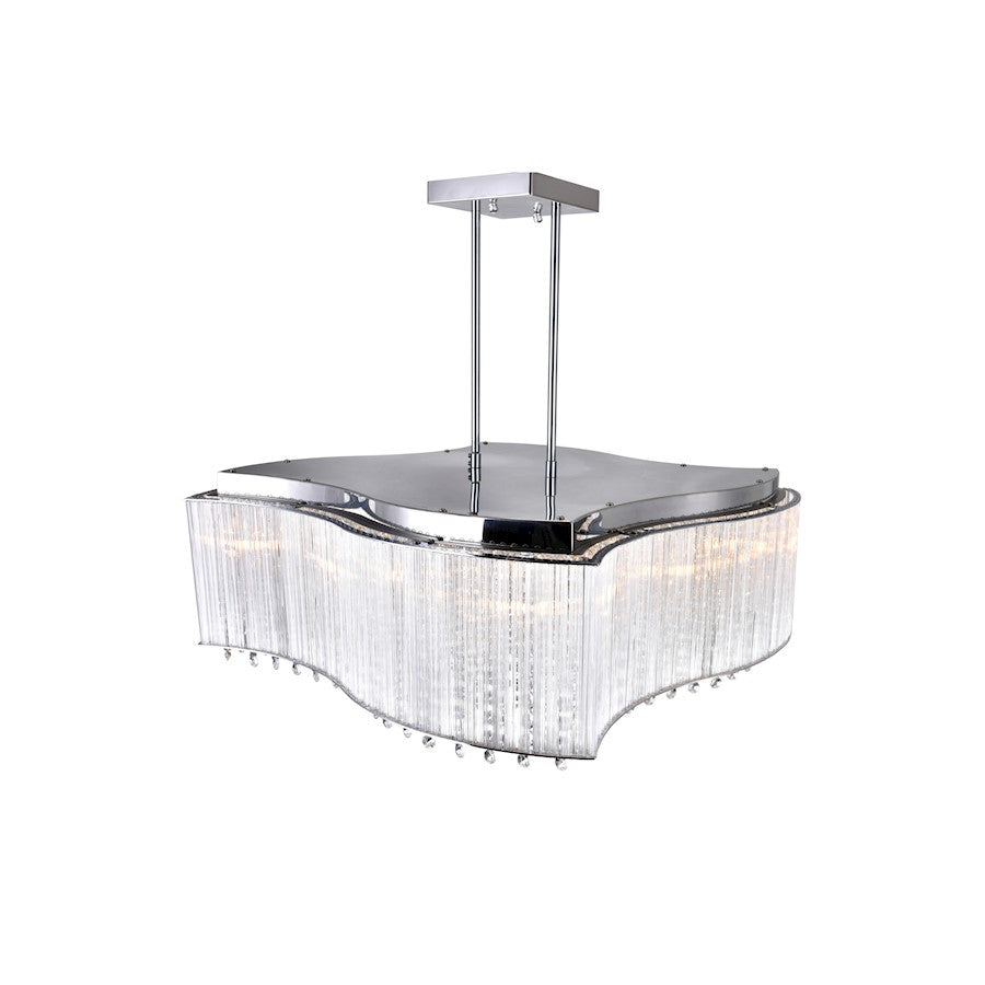 12 Light Drum Shade Chandelier, Chrome