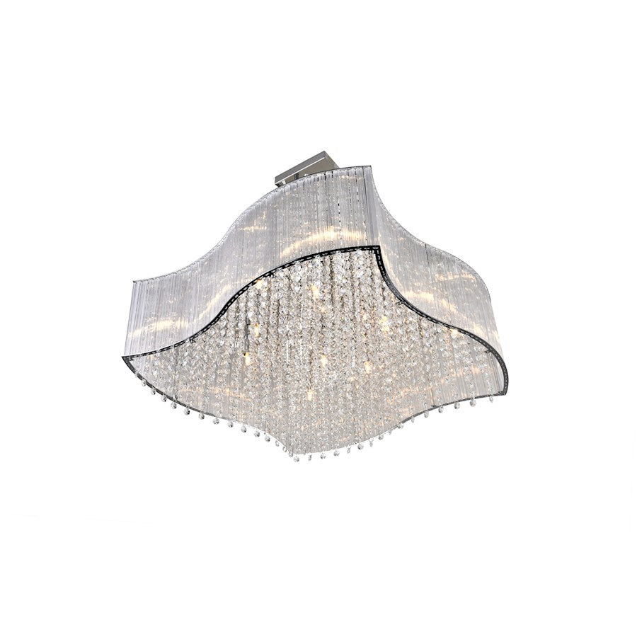 12 Light Drum Shade Chandelier, Chrome