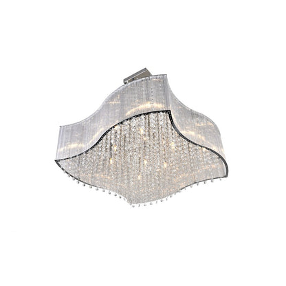 12 Light Drum Shade Chandelier, Chrome