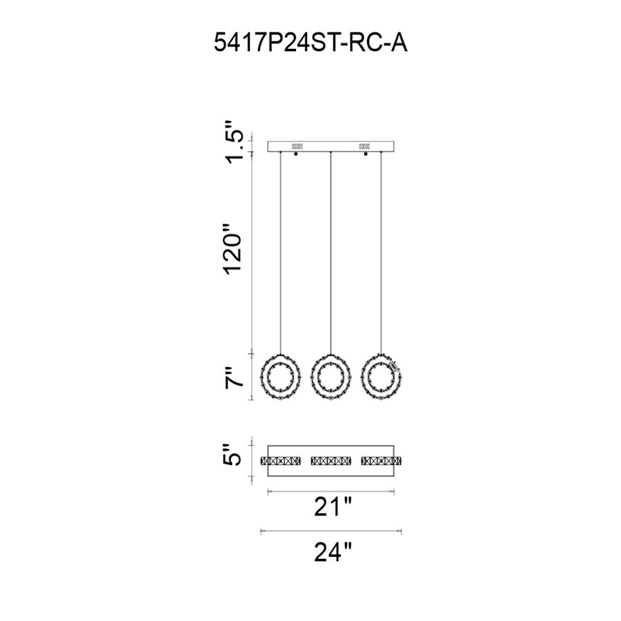 24" RCA Multi Pendant, Stainless Steel