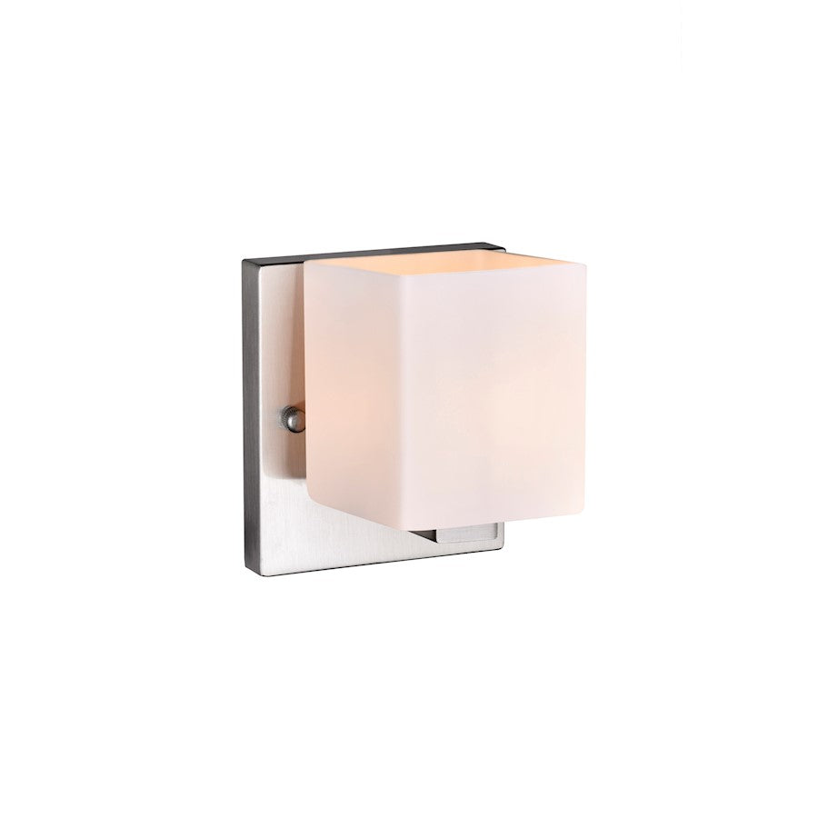 Cristini 1 Light Bathroom Vanity Light, Satin Nickel/Off White