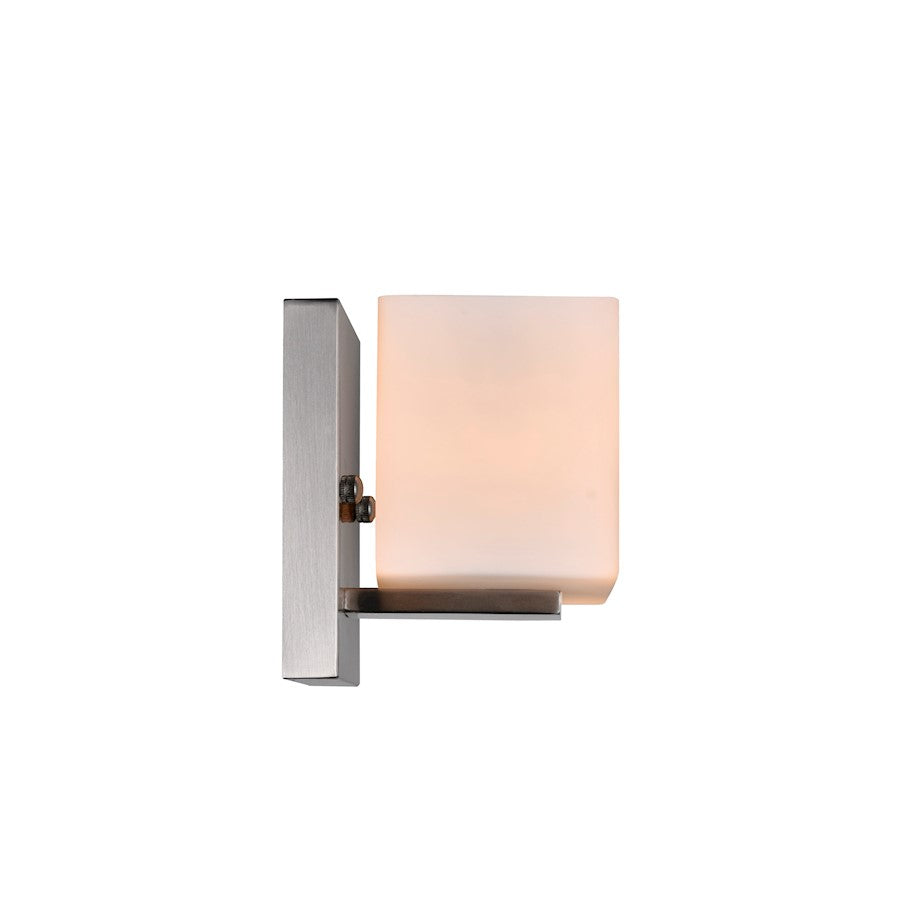 Cristini 1 Light Bathroom Vanity Light, Satin Nickel/Off White