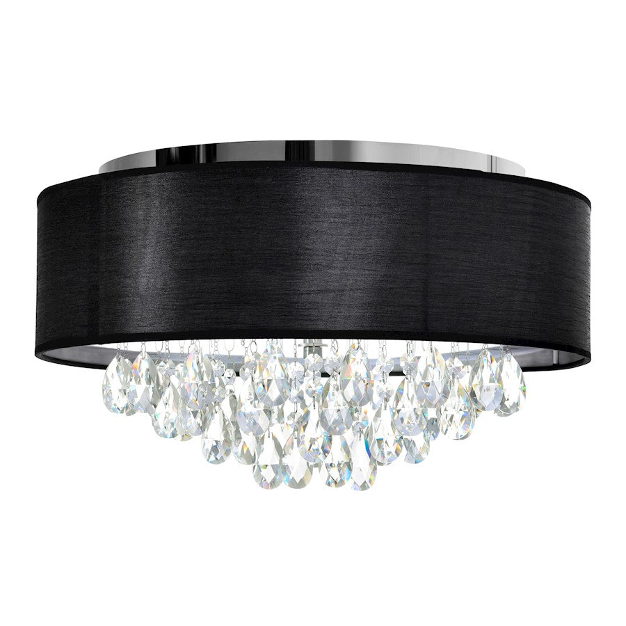 CWI Lighting Dash 4 Light Drum Shade Flush Mount, Chrome/Black